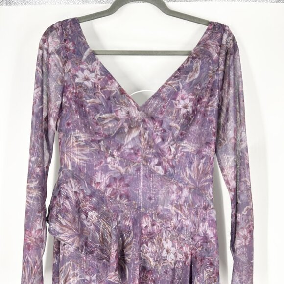 NWT Marchesa Notte Asymmetrical Long Sleeve Dress - Picture 4 of 9